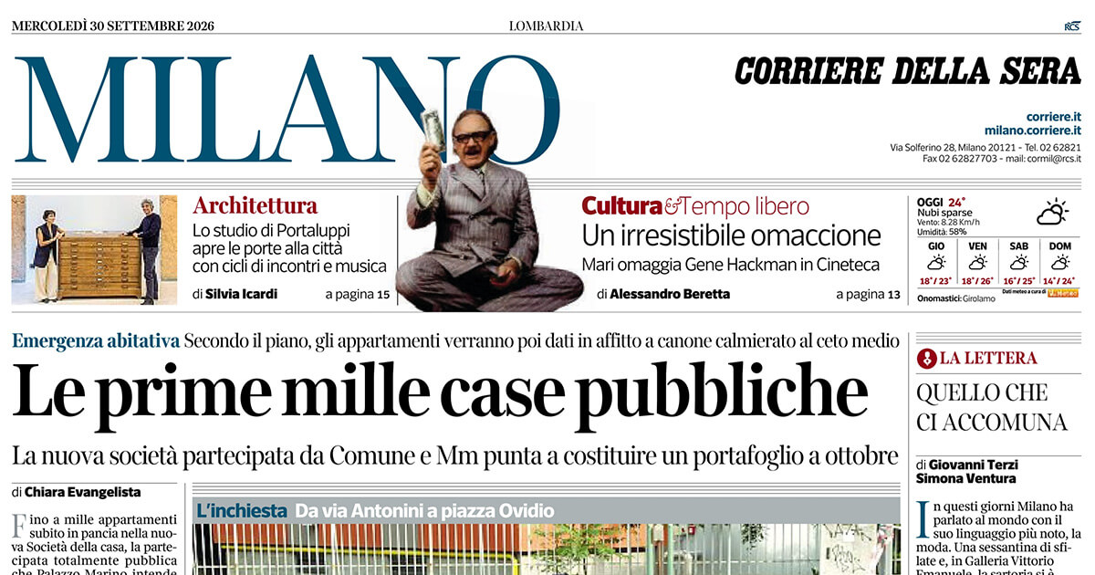 Corriere della Sera Milano del 30 settembre 2026