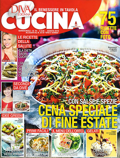 Diva Cucina n.18 del 3 agosto 2019 - allegato Diva e Donna n.35 - rassegna stampa - Prof. Nicola Sorrentino