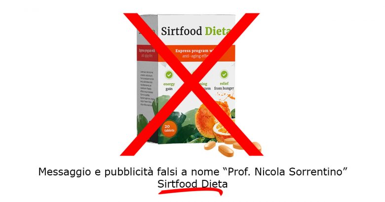 Messaggio e pubblicità falsi a nome "Prof. Nicola Sorrentino" - Sirtfood Dieta