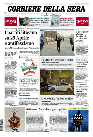 Corriere della Sera n.95 del 22 aprile 2023 - rassegna stampa - Prof. Nicola Sorrentino