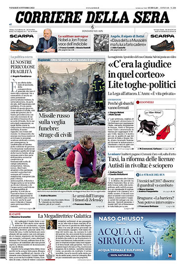 Corriere della Sera n.236 del 6 ottobre 2023 - rassegna stampa - Prof. Nicola Sorrentino