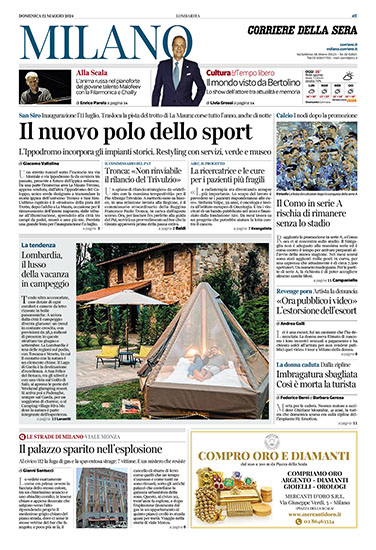Corriere della Sera Milano del 12 maggio 2024 - rassegna stampa - Prof. Nicola Sorrentino